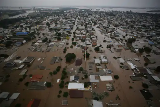 Floods in Brazil: The city of Canoas in Rio Grande do Sul state, which is completely submerged in water.